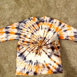 Orange & Black - Long Sleeved Tie Dye Shirt